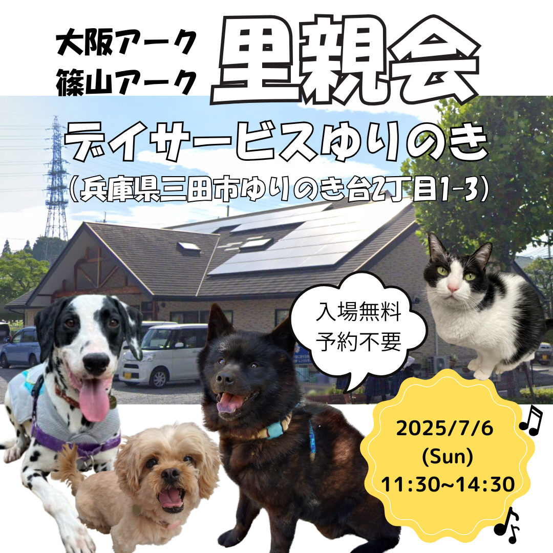 【2025.7.6】 大阪アーク里親会 in 三田 @ デイサービスゆりのき